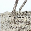 羊毛サイザルバッグ10x12 羊毛シルバーハンドル ミックスグレー