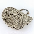 羊毛サイザルバッグ10x12 羊毛シルバーハンドル ミックスグレー