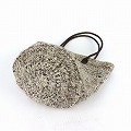 羊毛サイザルバッグ10x12 丸革ハンドル焦げ茶 ミックスグレー