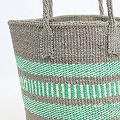サイザルバッグ共手9インチ ミックススタンディング グレーx緑
