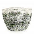 プラスチックかぎ編みバッグ丸底0x14 リム マルチホワイトxプラチナ
