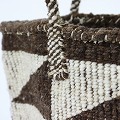オール羊毛サイザルバッグ共手9x11 フラッグ 生成x焦げ茶