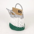 プラスチックかぎ編みバッグ共手8x9 透かし 白x緑xプラチナ