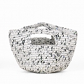 プラスチックかぎ編みバッグ10x8 ハンドルホール5x3 マルチホワイト