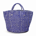 アクリルxサイザルバッグ共手12x10 ハンドル短 フラッグ 青