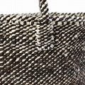 オール羊毛サイザルバッグ共手13x6x10 楕円底 ミックス 焦げ茶x生成