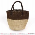 羊毛サイザルバッグ共手9インチ ツートーン カーキx焦げ茶