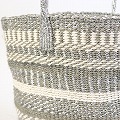 プラスチックサイザルバッグ共手9インチ 異素材ミックス プラチナxグレー