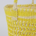 サイザルタイダイ透かし編みバッグ8x10 ワンハンドル 生成黄