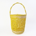 サイザルタイダイ透かし編みバッグ8x10 ワンハンドル 生成黄