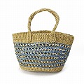 タイタバスケット 細編みサイザルバッグ 楕円底 小 ミックス 木の葉染めイエローx青 25SS一点物