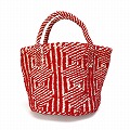 アクリルサイザルバッグ共手7x6 ダイヤ 赤x生成