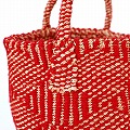 アクリルサイザルバッグ共手7x6 ダイヤ 赤xサーモンピンク