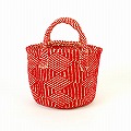 アクリルサイザルバッグ共手7x6 ダイヤ 赤xサーモンピンク