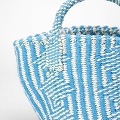 アクリルサイザルバッグ共手7x6 ダイヤ ターコイズx生成
