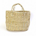 サイザルバッグ楕円底14x9x10 ストライプ 生成xゴールドブラウン 25SS一点物 @11500→9200円