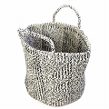 ミックスアクリルサイザルバッグ共手12x10 ハンドル短 フラッグ 黒