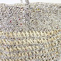 プラスチックサイザルバッグ楕円底 透かし編み特大 シルバー 25SS一点物 @18000→14400円