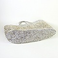 プラスチックサイザルバッグ楕円底 透かし編み特大 シルバー 25SS一点物 @18000→14400円