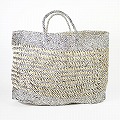 プラスチックサイザルバッグ楕円底 透かし編み特大 シルバー 25SS一点物 @18000→14400円
