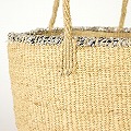 ラフィアサイザルバッグ9インチ アップサイクルプラスチック縁 シルバー 25SS一点物 @6500→5200円
