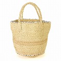ラフィアサイザルバッグ9インチ アップサイクルプラスチック縁 マルチホワイト 25SS一点物