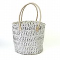 プラスチックサイザルバッグ10インチ ストライプアイズ シルバーx白 25SS一点物 @8200→6560円