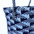 アクリルサイザルバッグ8x10 ミニ三角 濃紺xサックス 25SS一点物 @8000→6400円