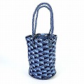 アクリルサイザルバッグ8x10 ミニ三角 濃紺xサックス 25SS一点物 @8000→6400円