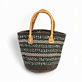 アクリルサイザルバッグ 小 丸革ハンドル茶 色柄アソート