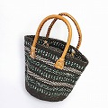 アクリルサイザルバッグ 小 丸革ハンドル茶 色柄アソート