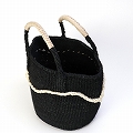 サイザルバッグ9インチ革巻き生成 なみライン 黒
