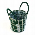 【受注商品】アクリルサイザルバッグ共手8インチ マサイシュカ ダークグリーンxサックスx白