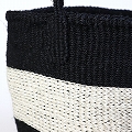 サイザルバッグ9インチ ヘリンボーン編みセンター 黒x生成