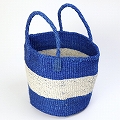 【受注商品】サイザルバッグ9インチ ヘリンボーン編みセンター 青x生成