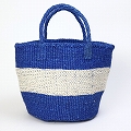 【受注商品】サイザルバッグ9インチ ヘリンボーン編みセンター 青x生成