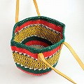 オールアクリルサイザルバッグ0x19 伝統柄 平革ハンドル茶 カラフル 03 一点物