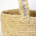 ラフィアプラかぎ編みバッグ ワンハンドル シルバー