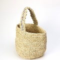 ラフィアプラかぎ編みバッグ ワンハンドル シルバー