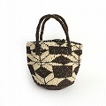 【受注商品】羊毛サイザルバッグ7x6 小 花 ナチュラルブラウンxナチュラルホワイト