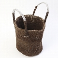 羊毛サイザルバッグ9インチ パートプラハンドル 焦げ茶xシルバー