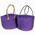 サイザルバッグ12インチ 丸革ハンドル ハンドル長 紫x黒革