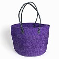 サイザルバッグ12インチ 丸革ハンドル ハンドル長 紫x黒革