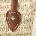 パーム縦長カゴ 小 革カシメハンドル 薄茶