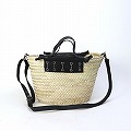 タザ楕円 S 刺繍入り革パッチハンドル 細ショルダー 黒革 25SS一点物 @12000→9600円