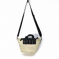 タザ楕円 SS 刺繍入り革パッチハンドル 細ショルダー 黒革 25SS一点物 @11000→8800円