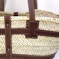 タザ楕円 M 革クロスデコレーション 細ハンドル 焦げ茶革 25SS一点物 @20000→16000円
