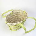 タザ楕円 SS 革クロスデコレーション 細ハンドル 黄緑革 25SS一点物 @17000→13600円