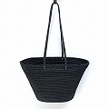 ラフィア楕円底カゴ 黒 細ハンドル 黒革 25SS一点物 @20000→16000円