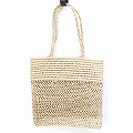 ラフィア2トーンバッグ 平 ナチュラル ナチュラルハンドル 25SS一点物 @6800→5440円